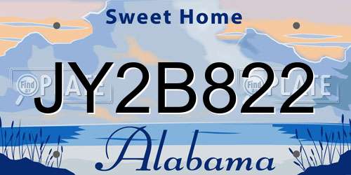 JY2B822 Alabama License Plate