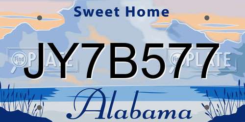 JY7B577 Alabama License Plate