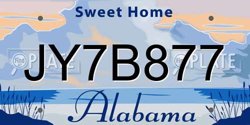 JY7B877 Alabama License Plate