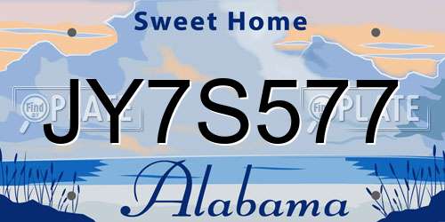 JY7S577 Alabama License Plate