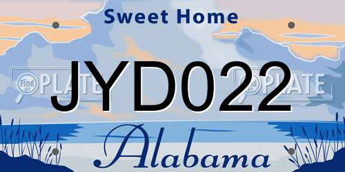 JYD022 Alabama License Plate