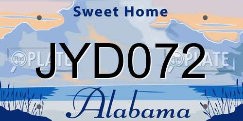 JYD072 Alabama License Plate