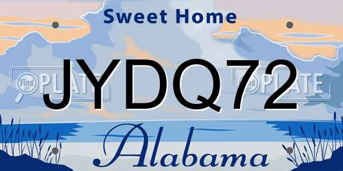 JYDQ72 Alabama License Plate
