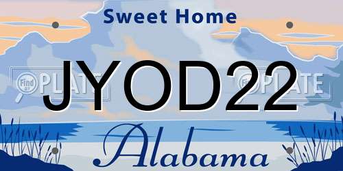 JYOD22 Alabama License Plate