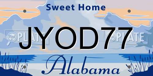 JYOD77 Alabama License Plate