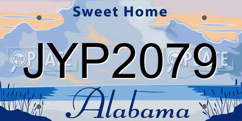 JYP2079 Alabama License Plate