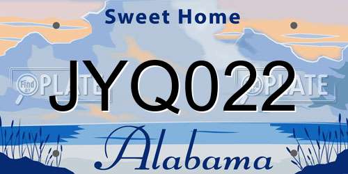 JYQ022 Alabama License Plate