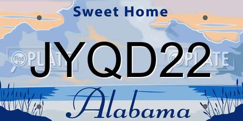 JYQD22 Alabama License Plate