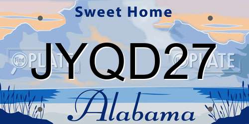 JYQD27 Alabama License Plate