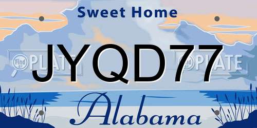 JYQD77 Alabama License Plate