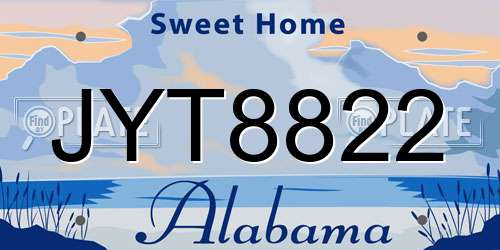 JYT8822 Alabama License Plate