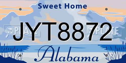 JYT8872 Alabama License Plate