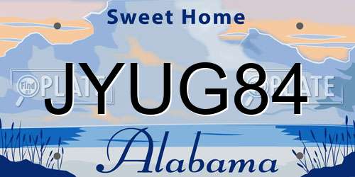JYUG84 Alabama License Plate