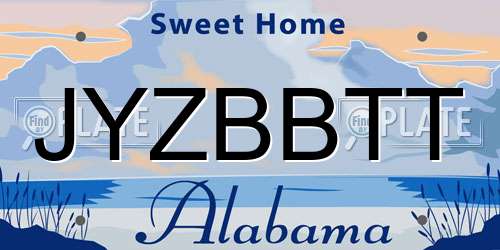 JYZBBTT Alabama License Plate