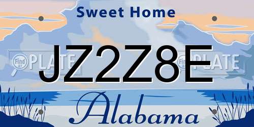 JZ2Z8E Alabama License Plate