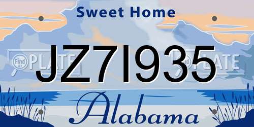 JZ7I935 Alabama License Plate