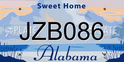 JZB086 Alabama License Plate