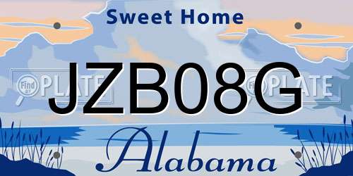 JZB08G Alabama License Plate