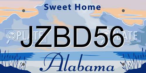 JZBD56 Alabama License Plate