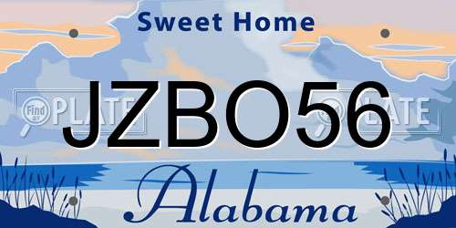 JZBO56 Alabama License Plate