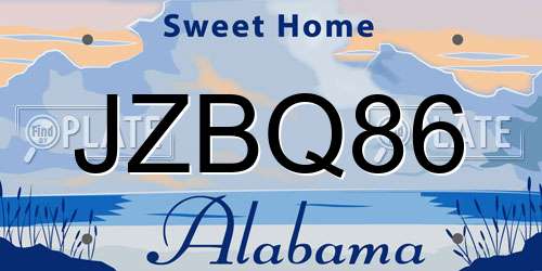 JZBQ86 Alabama License Plate
