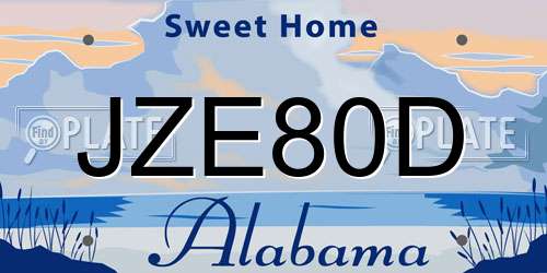 JZE80D Alabama License Plate