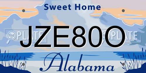 JZE80O Alabama License Plate