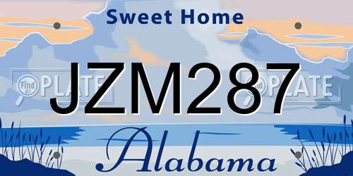 JZM287 Alabama License Plate