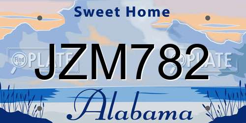 JZM782 Alabama License Plate