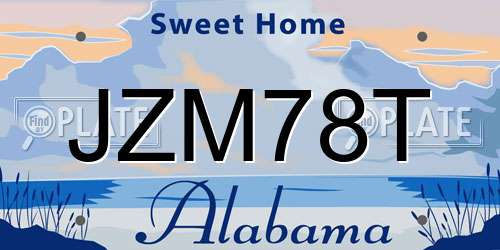 JZM78T Alabama License Plate