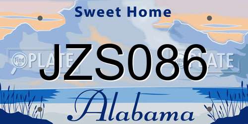 JZS086 Alabama License Plate