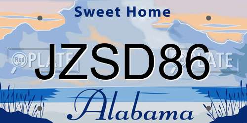 JZSD86 Alabama License Plate