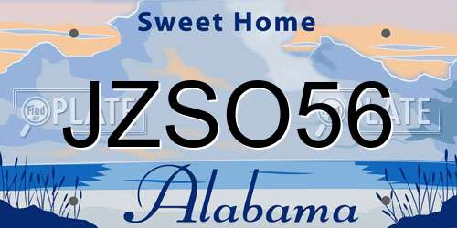 JZSO56 Alabama License Plate