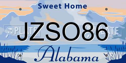 JZSO86 Alabama License Plate