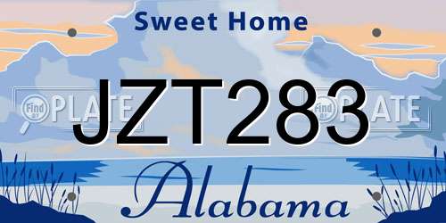 JZT283 Alabama License Plate