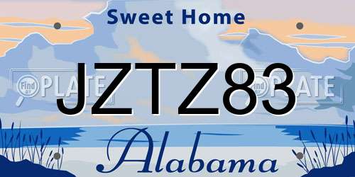JZTZ83 Alabama License Plate