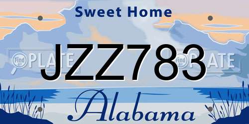 JZZ783 Alabama License Plate