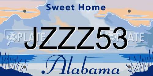 JZZZ53 Alabama License Plate