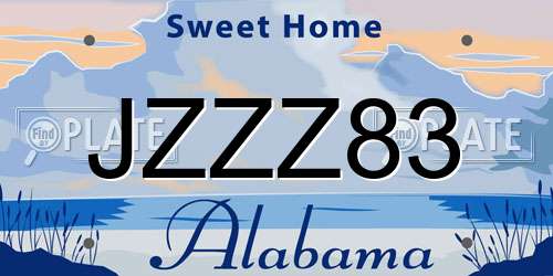 JZZZ83 Alabama License Plate