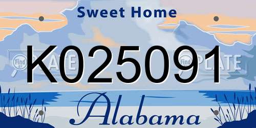 K025091 Alabama License Plate