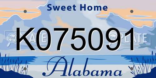 K075091 Alabama License Plate