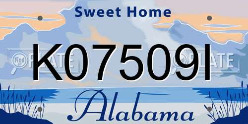 K07509I Alabama License Plate