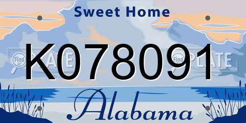 K078091 Alabama License Plate