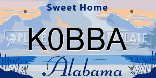 K0BBA Alabama License Plate
