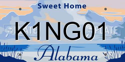 K1NG01 Alabama License Plate