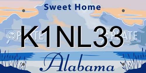 K1NL33 Alabama License Plate
