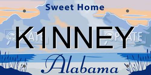 K1NNEY Alabama License Plate