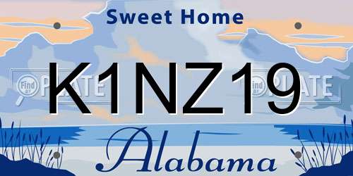 K1NZ19 Alabama License Plate
