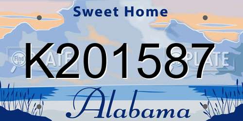 K201587 Alabama License Plate