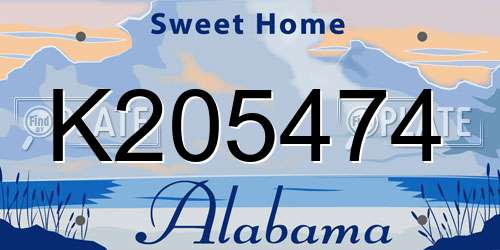 K205474 Alabama License Plate